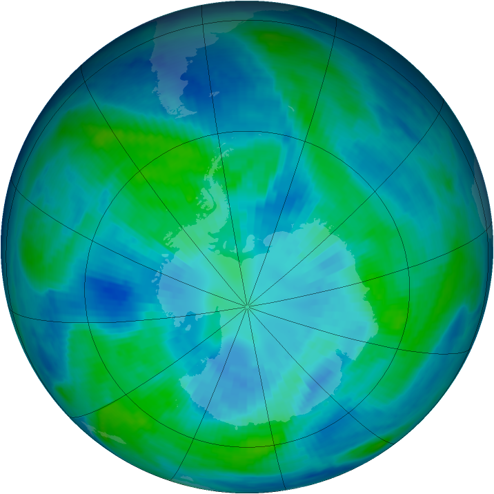 Antarctic ozone map for 02 April 1998